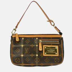 Pre Owned Louis Vuitton Pochette Accessoires Monogram Rivet Canvas Shoulder Bag