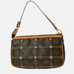 Pre Owned Louis Vuitton Pochette Accessoires Monogram Rivet Canvas Shoulder Bag