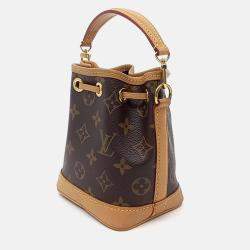 Pre Owned Louis Vuitton Nano Noe Monogram Brown Coated Canvas Bag