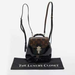 Pre Owned Louis Vuitton Black Monogram Patent Leather Hot Springs Backpack