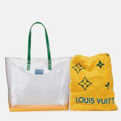 Pre Owned Louis Vuitton White Limited Edition Brazil 500th Anniversary Monogram Vinyl Clear Cabas