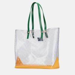 Pre Owned Louis Vuitton White Limited Edition Brazil 500th Anniversary Monogram Vinyl Clear Cabas