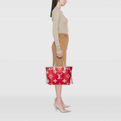 Pre Owned Louis Vuitton Red Monogram Giant Neverfull MM