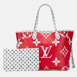 Pre Owned Louis Vuitton Red Monogram Giant Neverfull MM