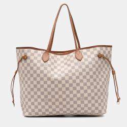 Pre Owned Louis Vuitton White Damier Azur Neverfull GM
