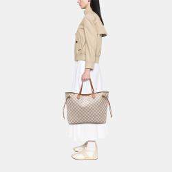 Pre Owned Louis Vuitton White Damier Azur Neverfull GM