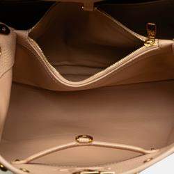 Pre Owned Louis Vuitton Beige Taurillon Studdy Capucines MM