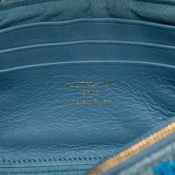 Pre Owned Louis Vuitton Blue Embroidered Monogram Denim New Wave Chain Pochette