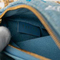 Pre Owned Louis Vuitton Blue Embroidered Monogram Denim New Wave Chain Pochette