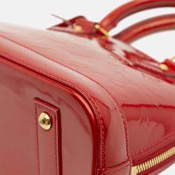 Pre Owned Louis Vuitton Red Monogram Vernis Alma BB
