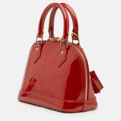 Pre Owned Louis Vuitton Red Monogram Vernis Alma BB