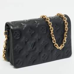Pre Owned Louis Vuitton Black Monogram Leather Coussin Pochette Bag