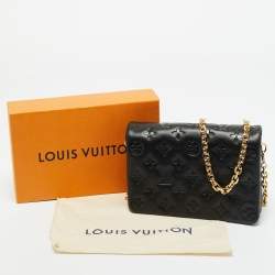Pre Owned Louis Vuitton Black Monogram Leather Coussin Pochette Bag