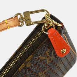 Pre Owned Louis Vuitton Brown/Orange Monogram Perfo Pochette Accessoires Handbag