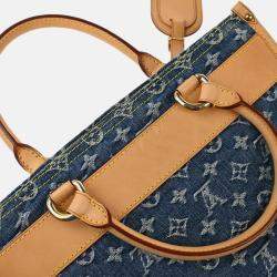 Pre Owned Louis Vuitton Monogram Denim Flat Shopper Tote Handbag