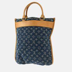 Pre Owned Louis Vuitton Monogram Denim Flat Shopper Tote Handbag