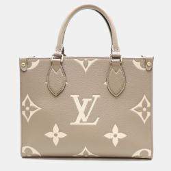 Pre Owned Louis Vuitton OnTheGo Cream Bicolor Monogram Empreinte Tourterelle PM Handbag