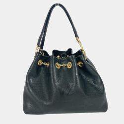Pre Owned Louis Vuitton Black Monogram Empreinte LV Bundle Drawstring 2Way Hand Shoulder Bag