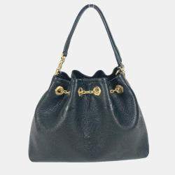 Pre Owned Louis Vuitton Black Monogram Empreinte LV Bundle Drawstring 2Way Hand Shoulder Bag
