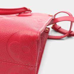 Pre Owned Louis Vuitton On The Go Pm Monogram Empreinte Freesia Tote Bag Leather Pink