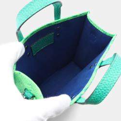 Pre Owned Louis Vuitton Sac Plat Xs Taurillon Illusion Handbag Leather Green Blue