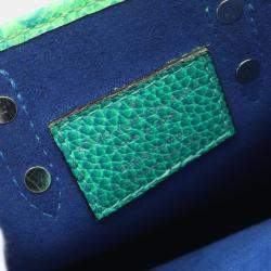 Pre Owned Louis Vuitton Sac Plat Xs Taurillon Illusion Handbag Leather Green Blue