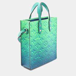 Pre Owned Louis Vuitton Sac Plat Xs Taurillon Illusion Handbag Leather Green Blue