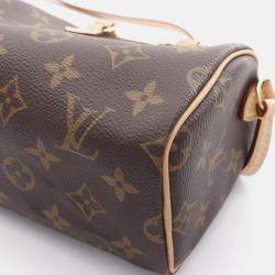 Pre Owned Louis Vuitton Nano Speedy Shoulder Bag Coated Canvas And Leather Monogram  Brown