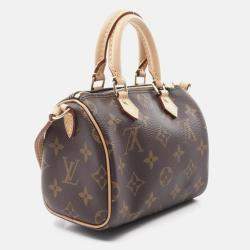 Pre Owned Louis Vuitton Nano Speedy Shoulder Bag Coated Canvas And Leather Monogram  Brown