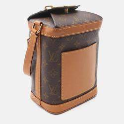 Pre Owned Louis Vuitton Milk Box Shoulder Bag Coated Canvas Leather Monogram Brown