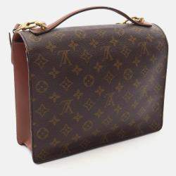 Pre Owned Louis Vuitton Monceau Shoulder Handbag  Monogram Canvas Brown