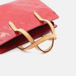 Pre Owned Louis Vuitton Catalina Bb Tote Handbag  Vernis Leather Rose Andian