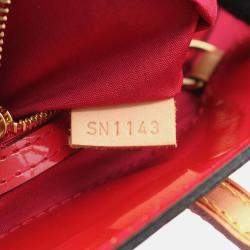 Pre Owned Louis Vuitton Catalina Bb Tote Handbag  Vernis Leather Rose Andian