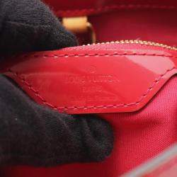 Pre Owned Louis Vuitton Catalina Bb Tote Handbag  Vernis Leather Rose Andian