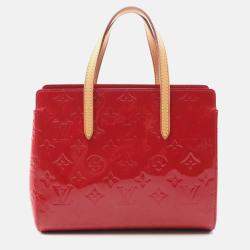 Pre Owned Louis Vuitton Catalina Bb Tote Handbag  Vernis Leather Rose Andian