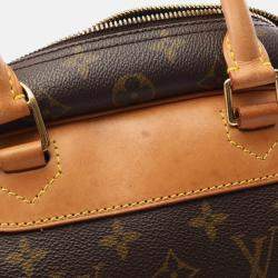 Pre Owned Louis Vuitton Deauville Handbag  Monogram Canvas Leather Brown