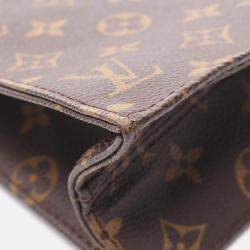 Pre Owned Louis Vuitton Sac Plat Tote Bag  Monogram Canvas Leather Brown