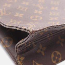 Pre Owned Louis Vuitton Sac Plat Tote Bag  Monogram Canvas Leather Brown