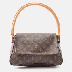 Pre Owned Louis Vuitton Mini Looping Handbag  Monogram Canvas Leather Brown