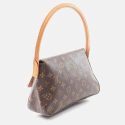 Pre Owned Louis Vuitton Mini Looping Handbag  Monogram Canvas Leather Brown
