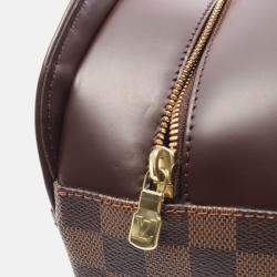 Pre Owned Louis Vuitton Saria Horizontal Handbag  Damier Canvas Leather Ebene