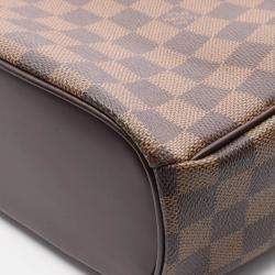 Pre Owned Louis Vuitton Saria Horizontal Handbag  Damier Canvas Leather Ebene