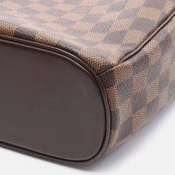 Pre Owned Louis Vuitton Saria Horizontal Handbag  Damier Canvas Leather Ebene