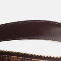 Pre Owned Louis Vuitton Port Perro Pm Shoulder Bag  Damier Canvas Ebene