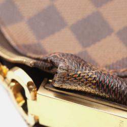 Pre Owned Louis Vuitton Port Perro Pm Shoulder Bag  Damier Canvas Ebene