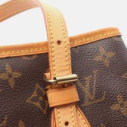 Pre Owned Louis Vuitton Bucket Pm Shoulder Handbag Monogram Canvas Leather