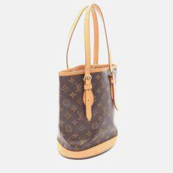 Pre Owned Louis Vuitton Bucket Pm Shoulder Handbag Monogram Canvas Leather