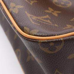 Pre Owned Louis Vuitton Vivacite Mm Shoulder Bag  Monogram Canvas Leather Brown