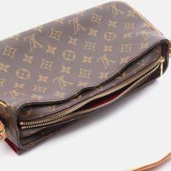 Pre Owned Louis Vuitton Vivacite Mm Shoulder Bag  Monogram Canvas Leather Brown
