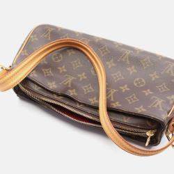 Pre Owned Louis Vuitton Vivacite Mm Shoulder Bag  Monogram Canvas Leather Brown